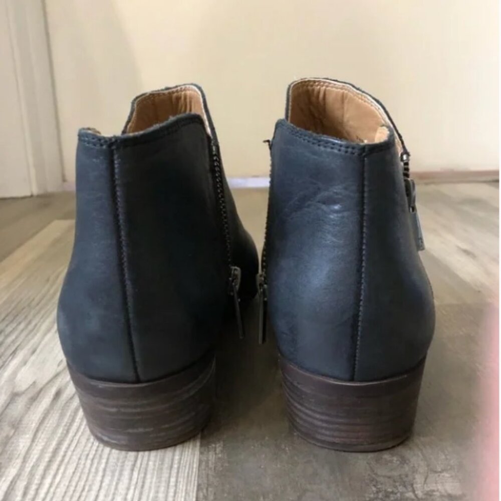 Lucky Brand Ankle Zip Black Leather Booties  - 10 - Picture 5 of 8